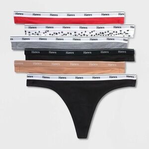 Hanes 2X Women's Thong Underwear Set - Black, Gray, Tan, Red, White